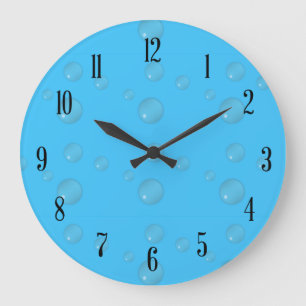 Water Bubbles Blue Clock
