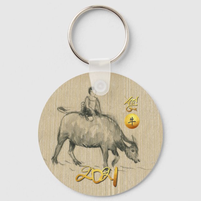 Water Buffalo Child Chinese Ox Year 2021 RK Key Ring (Front)
