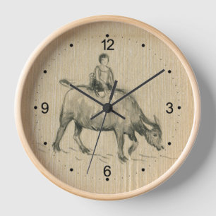 Water Buffalo Child Chinese Ox Year Birthday WC3 Clock