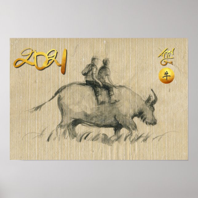 Water Buffalo Children Chinese Ox Year 2021 HorP Poster (Front)