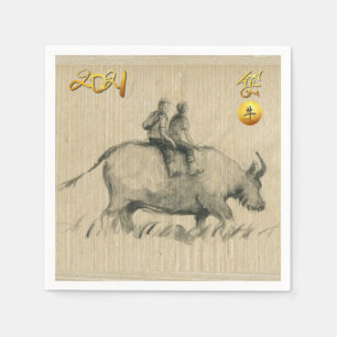 Water Buffalo Children Chinese Ox Year 2021 PN Napkin