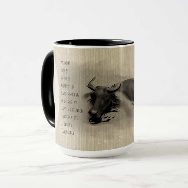 Water Buffalo Chinese Ox Year birthday personality Mug (Front Left)