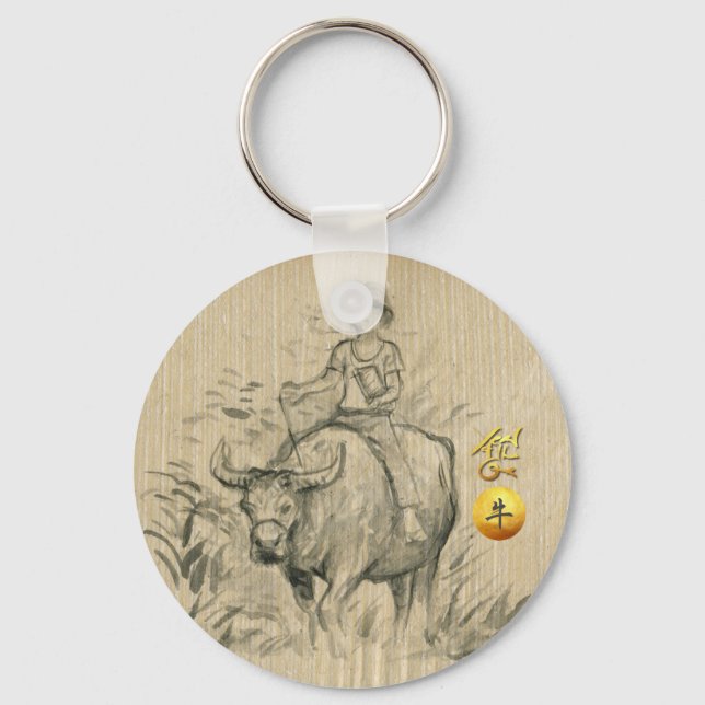 Water Buffalo Kid Chinese Ox Year 2021 RK3 Key Ring (Front)