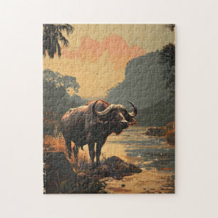 Water Buffalo vintage Jigsaw Puzzle