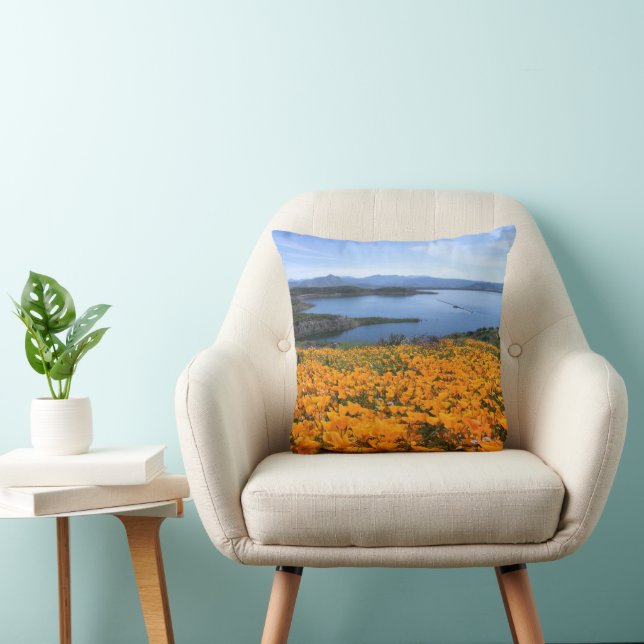 Water | California Lake With Golden Poppies Cushion (Chair)