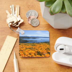Water California Lake With Golden Poppies Key Ring