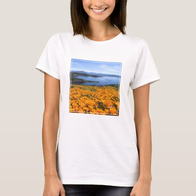 Water | California Lake With Golden Poppies T-Shirt (Front)