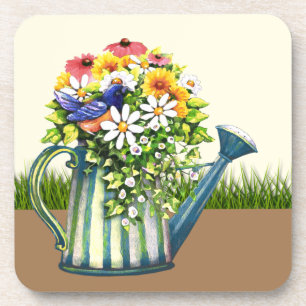 Water Can with Wildflowers Coaster