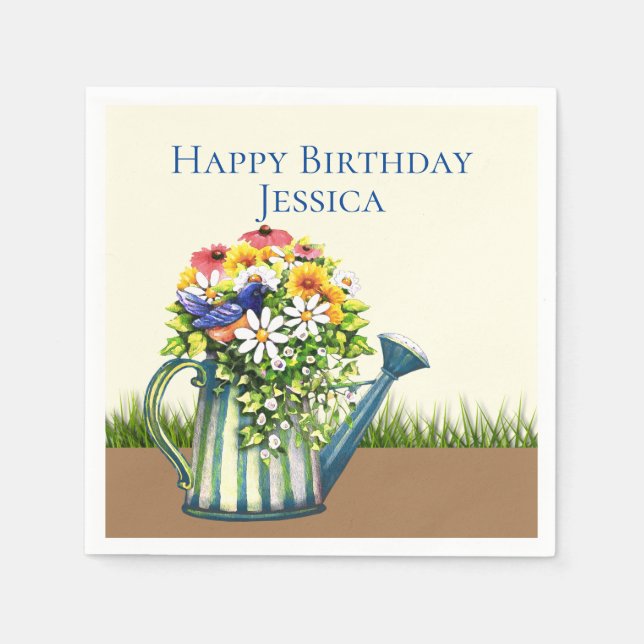 Water Can with Wildflowers Napkin (Front)