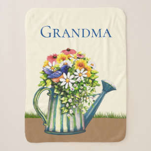 Water Can with Wildflowers Sherpa Blanket