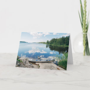 Water Canoe on Lake in Sweden Card