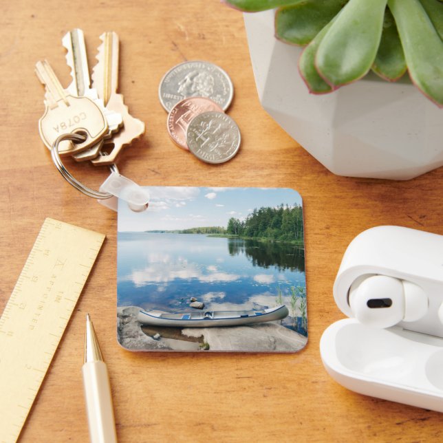Water | Canoe on Lake in Sweden Key Ring (Desk)