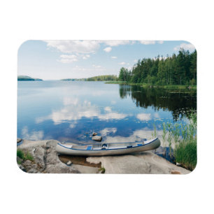 Water   Canoe on Lake in Sweden Magnet