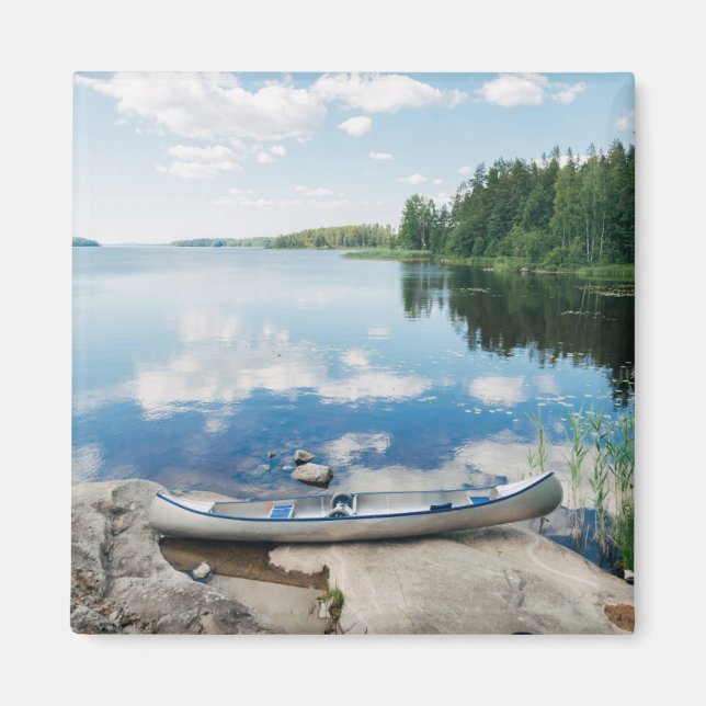 Water | Canoe on Lake in Sweden Magnet (Front)