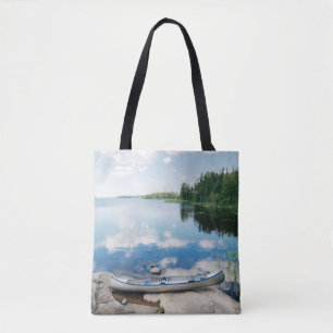 Water Canoe on Lake in Sweden Tote Bag