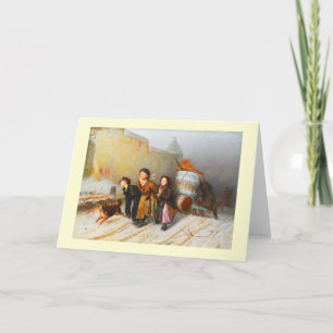 Water carriers in winter holiday card