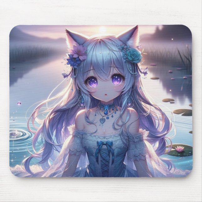 Water Catgirl Anime Princess Mouse Pad (Front)