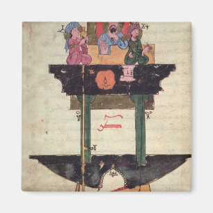Water clock with automated figures magnet