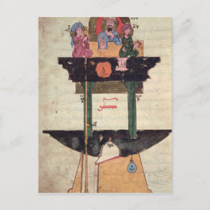 Water clock with automated figures postcard