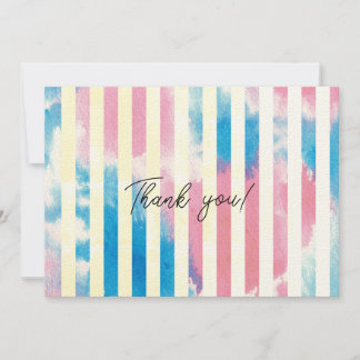 Water color and stripe flat thank you card