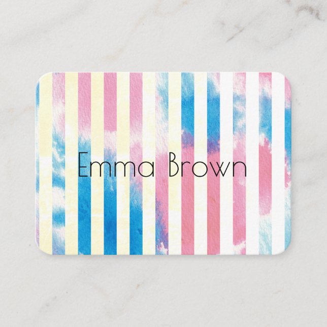 Water Color and Stripes Business Card (Front)