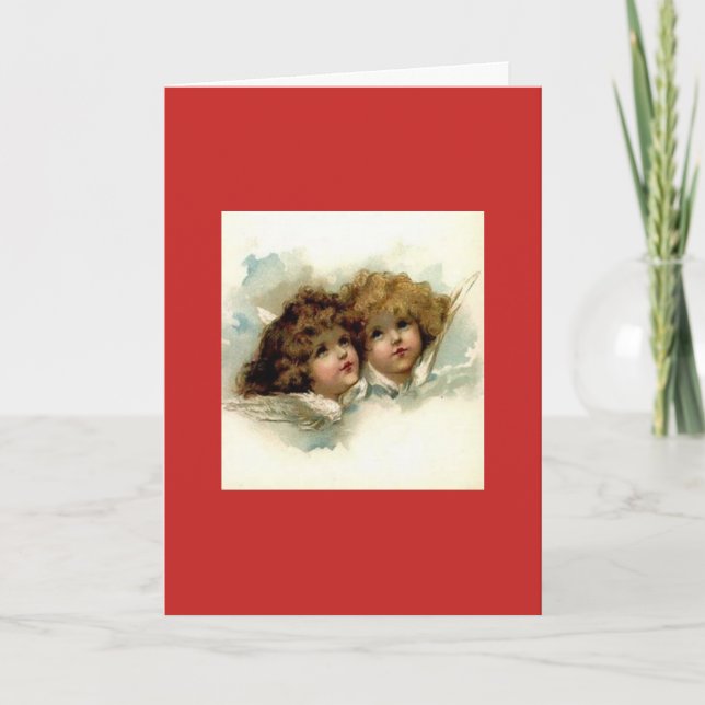 WATER COLOR ANGELS CHRISTMAS FOLDED CARD (Front)