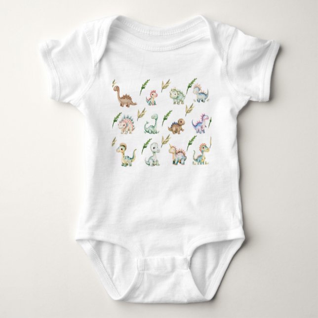  water color Dinosaur T-Shirt Baby Bodysuit (Front)
