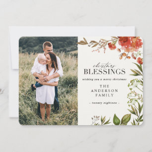 Water color foil staged photo Christmas Holiday Card