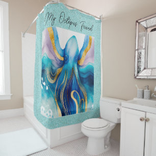 Water Color Octopus Shower Curtain