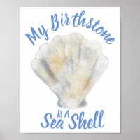 Water color Sea shell with my birthstone saying