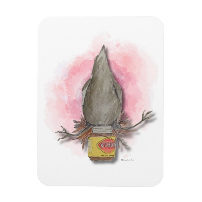 water colour Australian magpie magnet (Vertical)