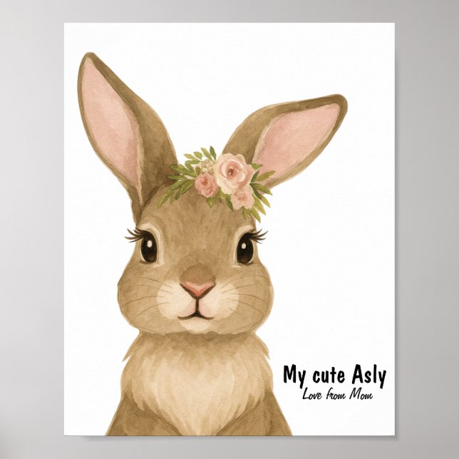 Water colour baby bunny nursery poster (Front)