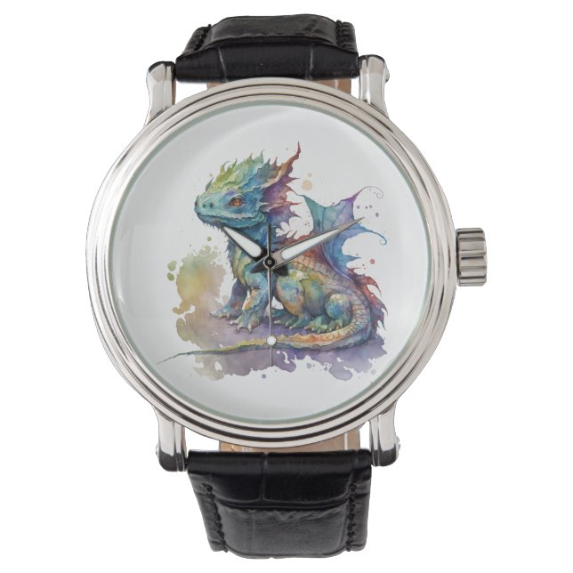 Water colour baby dragon fantasy watch (Front)