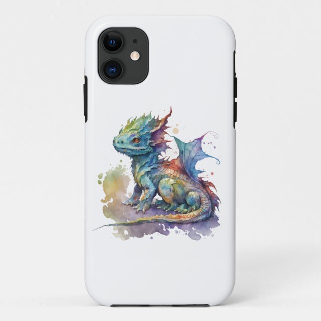 Water colour baby dragon whimsical iPhone 11 case (Back)
