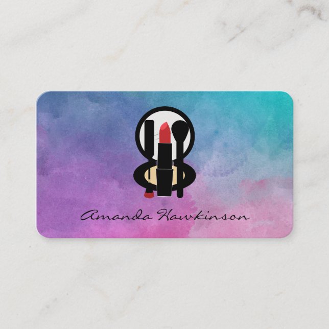 Water Colour Beautician Business Card (Front)