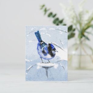Water Colour Bird Christmas postcard
