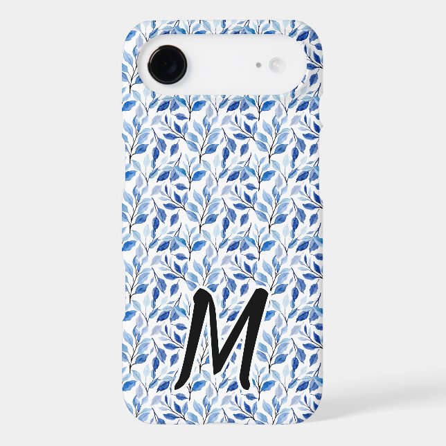 Water Colour Blue Leaf Mosaic Fine Art Monogram (Back)