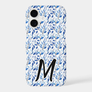 Water Colour Blue Leaf Mosaic Fine Art Monogram