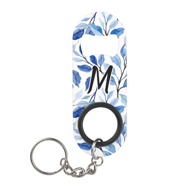 Water Colour Blue Leaf Mosaic Fine Art Monogram (Front)