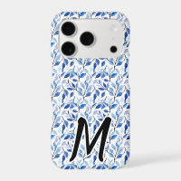 Water Colour Blue Leaf Mosaic Fine Art Monogram