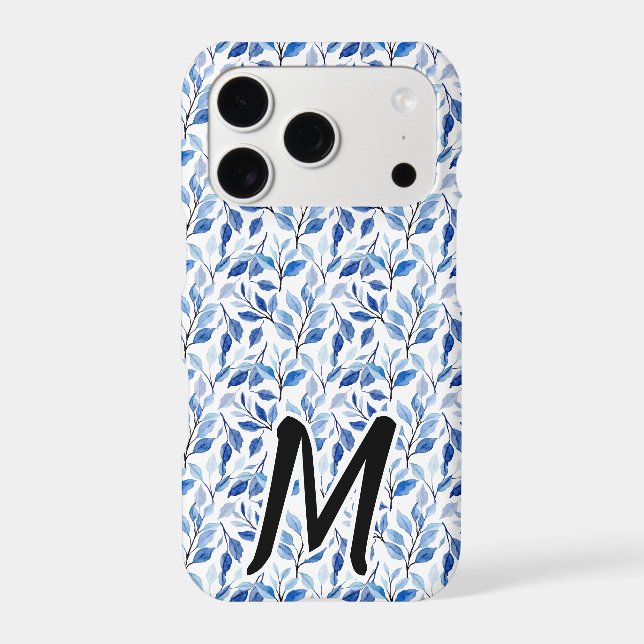 Water Colour Blue Leaf Mosaic Fine Art Monogram (Back)