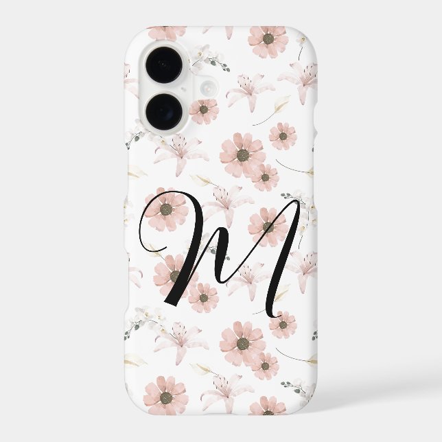 Water Colour Blush Pink Flowers Art Monogram (Back)