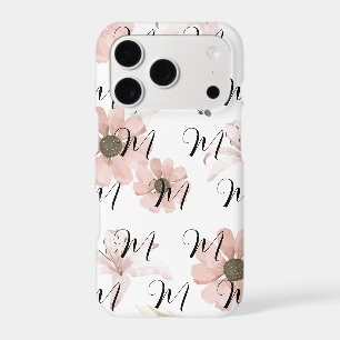 Water Colour Blush Pink Flowers Art Monogram