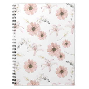 Water Colour Blush Pink Flowers Art Notebook