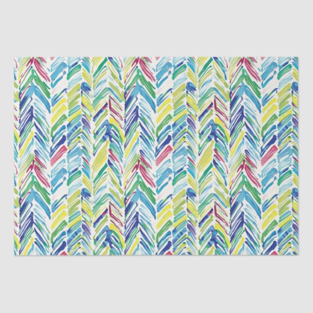 Water Colour Chevron Pattern Design with Bold Brus Tissue Paper (Front)