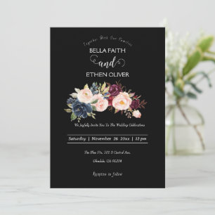 water colour colourful floral wedding Invitation