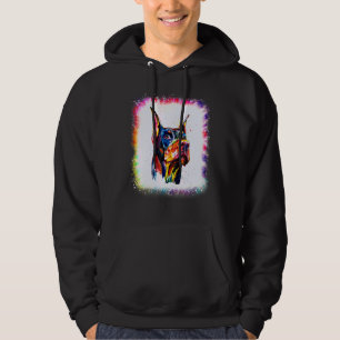 Water Colour Doberman Dog Love R Boy Girl Tie Dye  Hoodie
