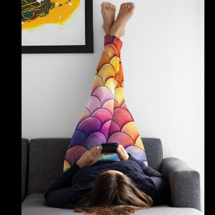 Water Colour Dragon Scales Leggings – Fantasy