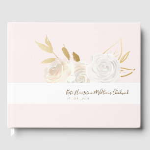 Water Colour Elegant White Roses Guest Book
