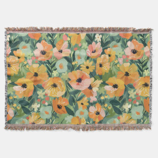 Water colour floral print all-season throw blanket